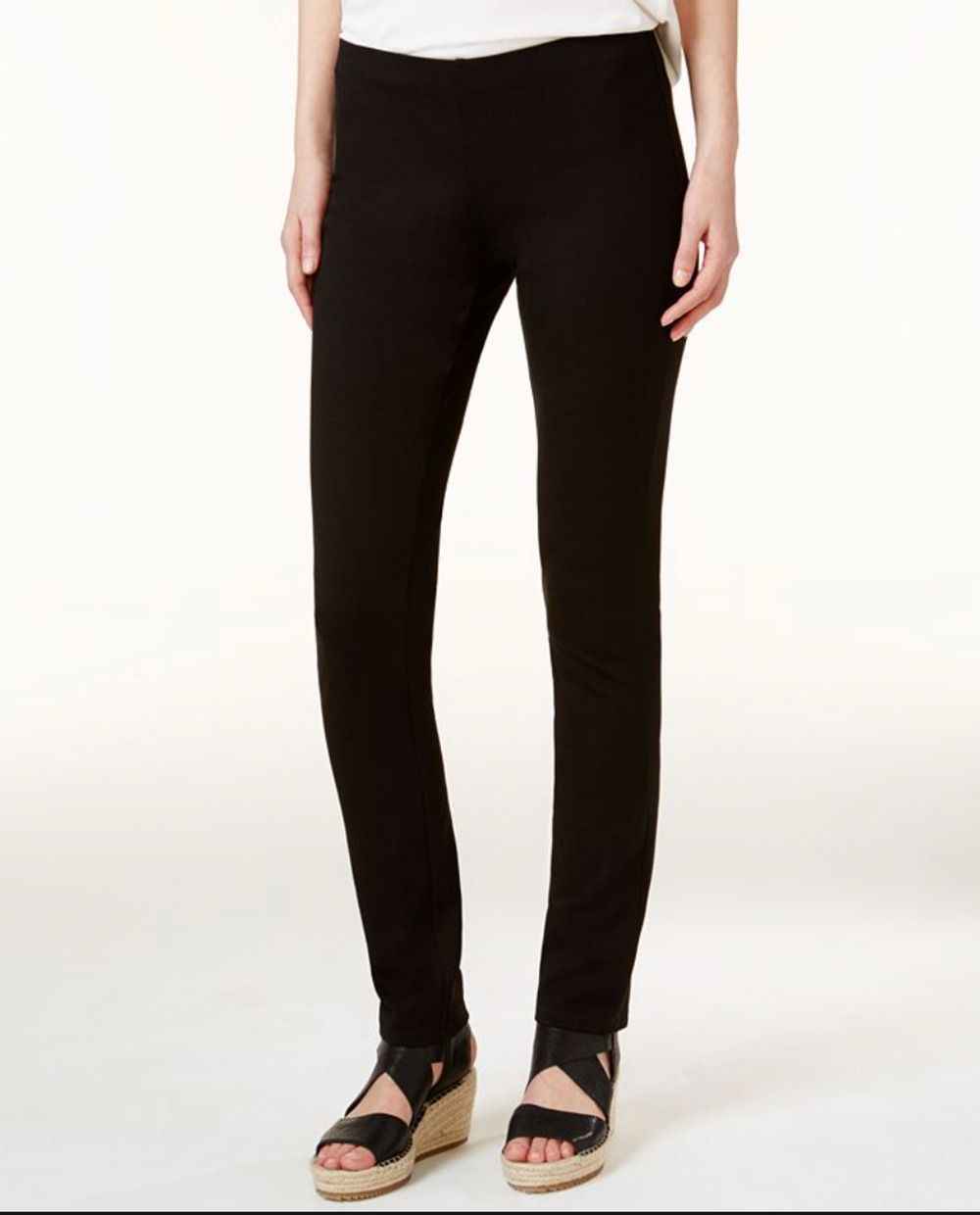Eileen Fisher Ponte Straight Leg Pant S Trouser Black Capsule Minimalist Pull On